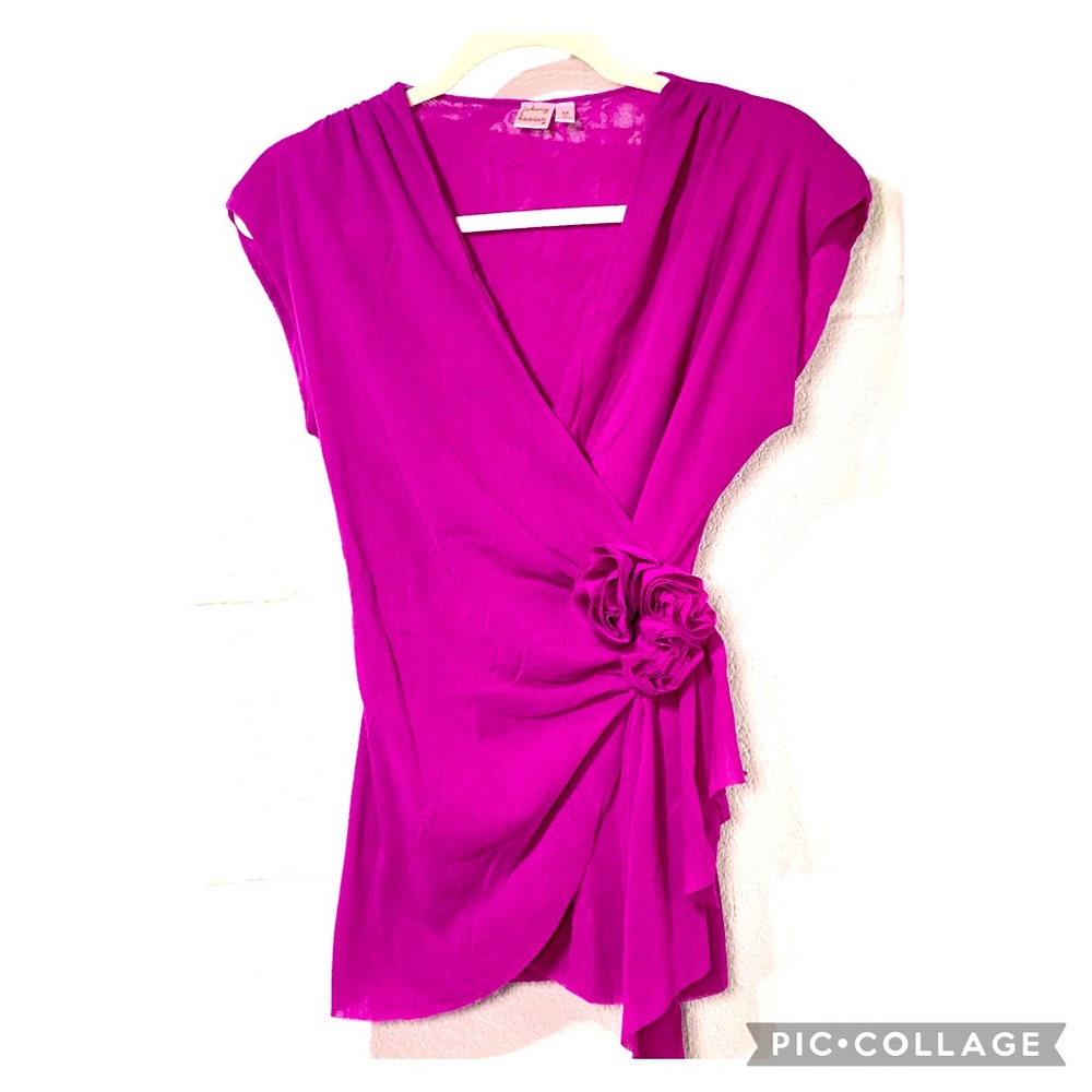 Johnny Heaven Stretchy Purple Wrap Shirt Size Medium